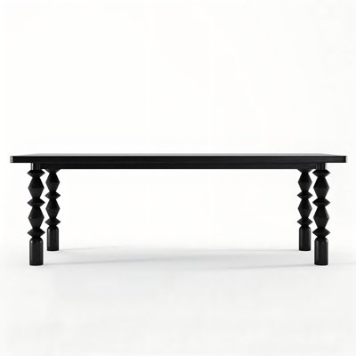Table de salle à manger rectangulaire noire en bois massif