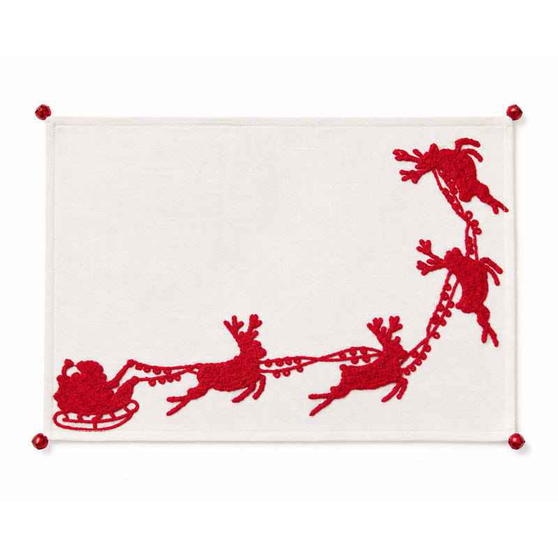 Santa Polyester Embroidered Rectangle Placemat