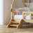 Twin Size  Bed Frame with Guardrails & Step Ladder, Solid Wood Platform Bed-1905468941