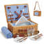 Wicker Picnic Basket Set For 2 With Cooler Compartment And Waterproof Picnic Blanket, Removable Carrying Straps, Cutlery Set