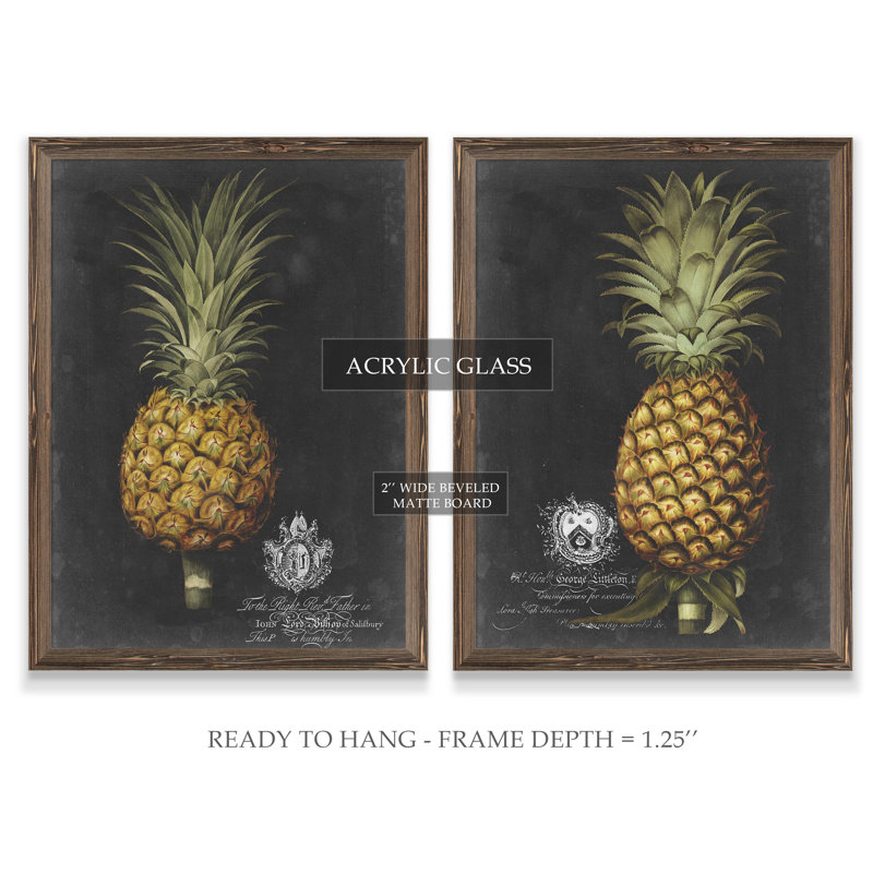 «Royal Brookshaw Pineapple I» par Vincent Van Gogh, ensemble de 2 reproductions d'art encadrées, Espresso Framed Canvas
