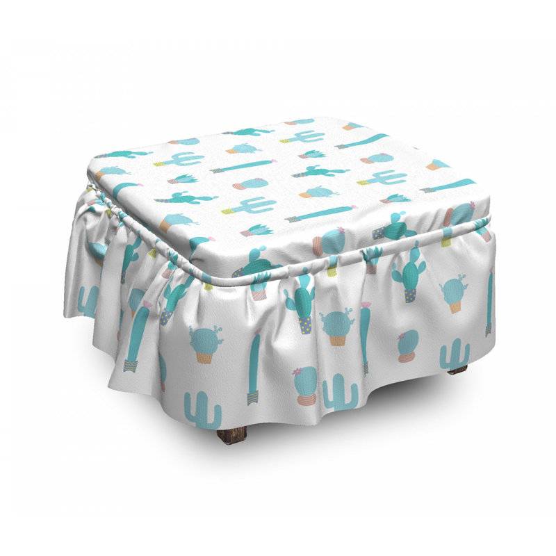 Housse pour repose-pieds de teintes turquoise à vie de cactus