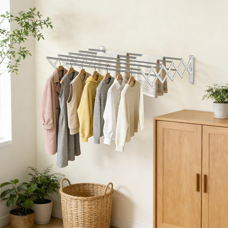 Metal Foldable Wall-Mounted Drying Rack, White