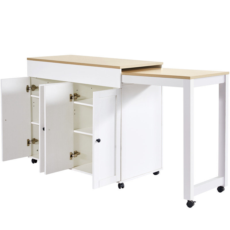 Wood Kitchen Island, White