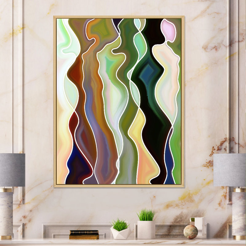«Abstract Colorful Colorful Curves», impression sur toile, H 20 po x l 12 po, Cadre flottant en érable
