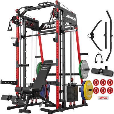 Machine Mikolo Smith, capacité de 2 200 lb, déroulement latéral, câble croisé et support pour les jambes