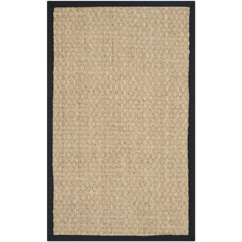 Delapena Solid Colour Bamboo Slat / Seagrass Hand Woven Area Rug, Rectangle 122 x 183 cm, Natural/Beige