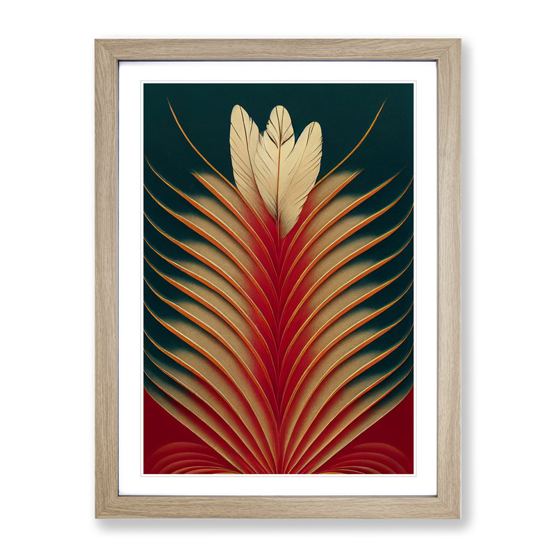 Feather No.2 - Single Picture Frame Print, 64cm H x 46cm W x 2cm D, Oak Framed