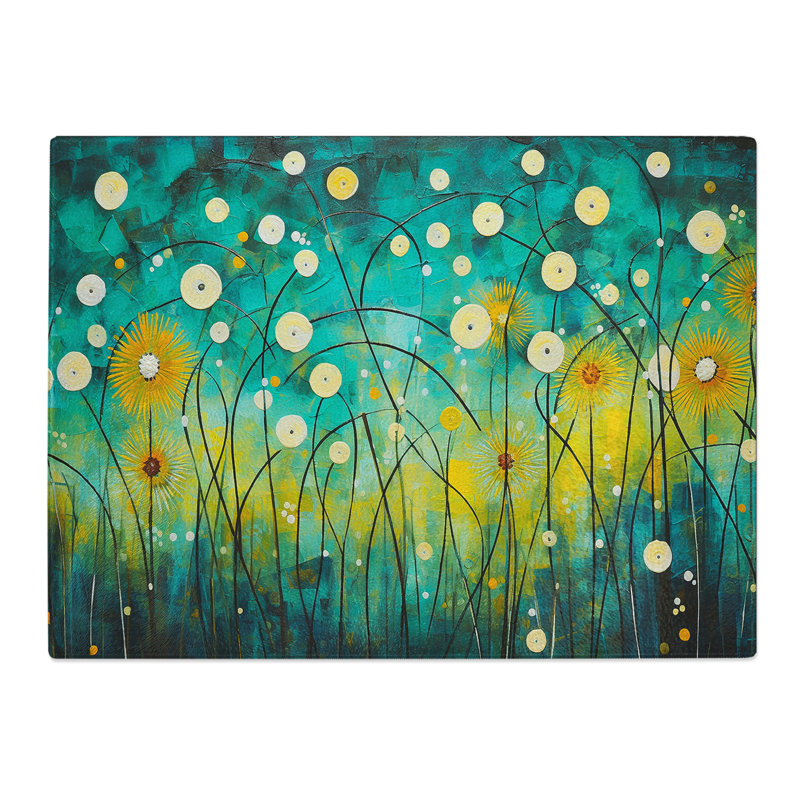 Dandelion Abstract  Glass Chopping Board