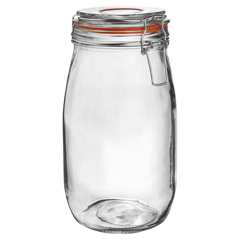 Argon Tableware - Glass Storage Jars with Heart Labels - 1.5 Litre - Set of 6