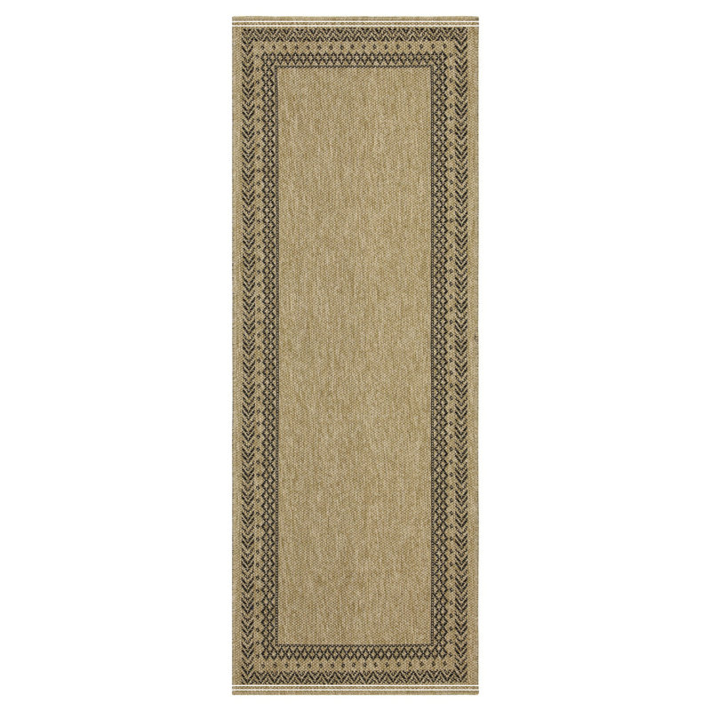 Jute/Black Indoor/Outdoor Area Rug, Runner 2'7" x 7'3"