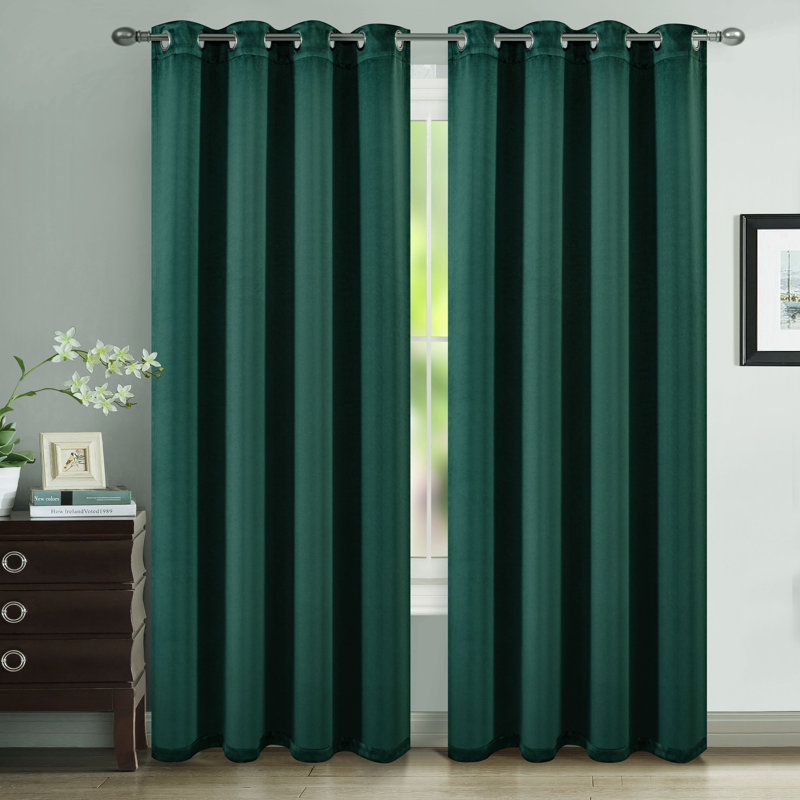 Solid Color 100% Blackout Grommet Curtain Panels (Set of 2), Dark Taupe, 52" W x 108" L