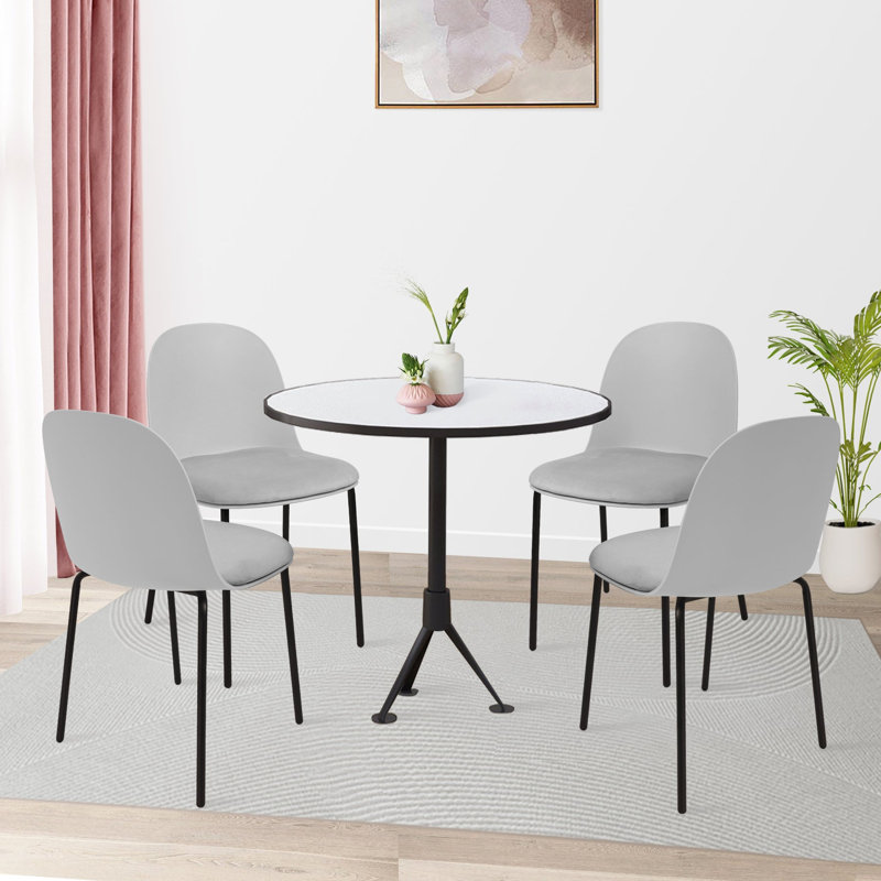 Chaise de salle à manger moderne avec coussin, pieds de peinture en poudre, chaises de cuisine de style Mid-Century pour salle à manger