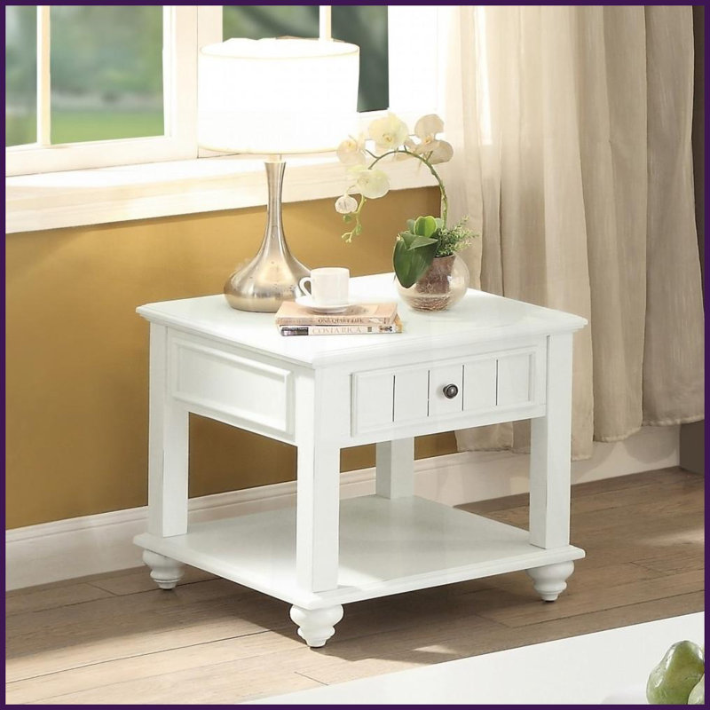 Table basse blanche avec tiroir et amp; Tablette - Design traditionnel élégant pour le salon, rangement polyvalent