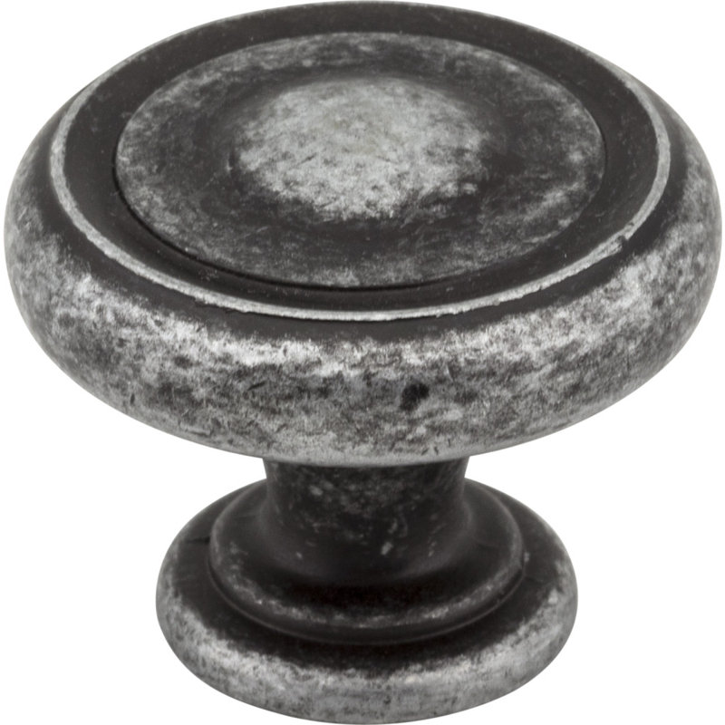 Bremen I 1 1/4" Diameter Mushroom Knob, Distressed Antique Silver