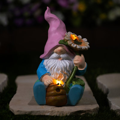 Statue de jardin d'extérieur à DEL solaire 8,5 po