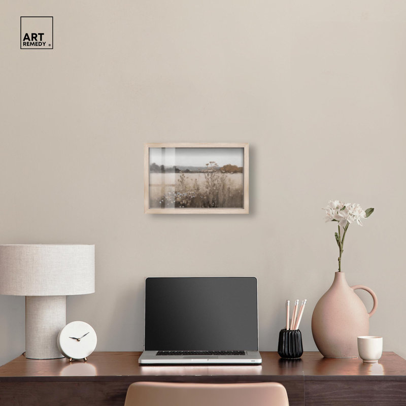 «Distant Grove Shadowbox Print Landscape» par Art Remedy, H 11 po x l 16 po, Crème, crème
