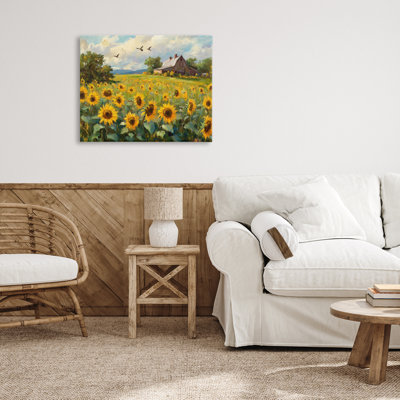 Sunflower Farm Floral Field Canvas, design by Petal Prints Design