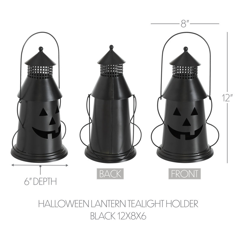 Halloween Lantern Tealight Holder 12x8x6, Black