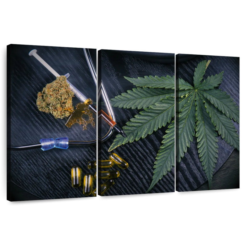 Médicinal feuille de marijuana, H 42 po x l 65 po
