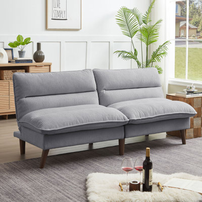 72.4" Cordury Soft Armless Futon Sofa Bed