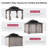 SUNJOY Kingston 12x10 Gazebo, Steel Roof Hardtop Gazebo with Curtain and Netting - Woodgrain Posts-116650857