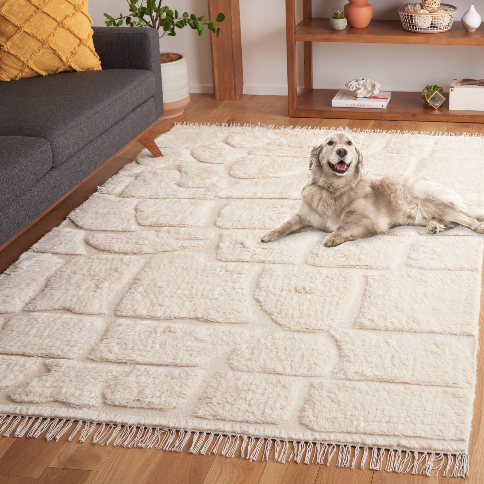 Hand-Woven Geometric Rug, Rectangle 5' x 8'
