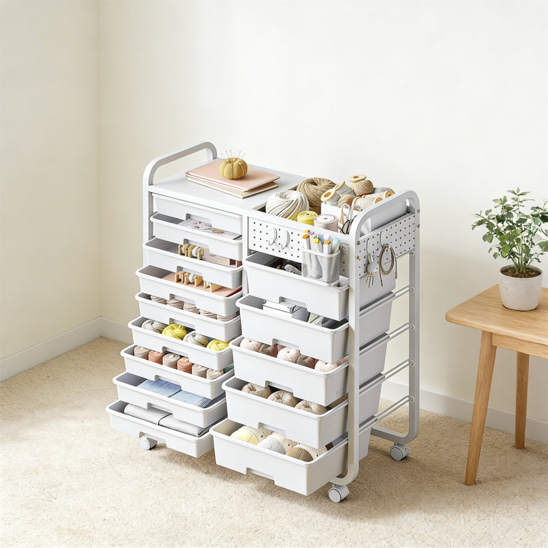 91.15cm H x 76.7cm W Art Cart, White