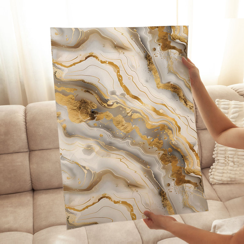 «Abstract Golden Geode III», reproduction d'art moderne sans cadre, H 36 po x l 24 po