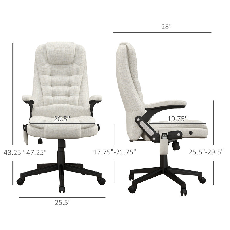 Polyester Blend Executive Chair with Headrest, Cream White