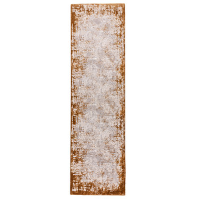 Abrienne Soft Shiny Border Orange/Grey Rug
