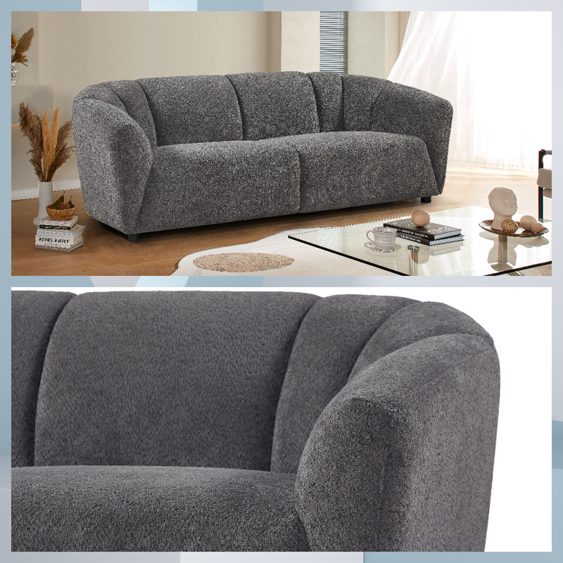 Inke 78.35'' Upholstered Sofa, Gray Microfiber/Microsuede
