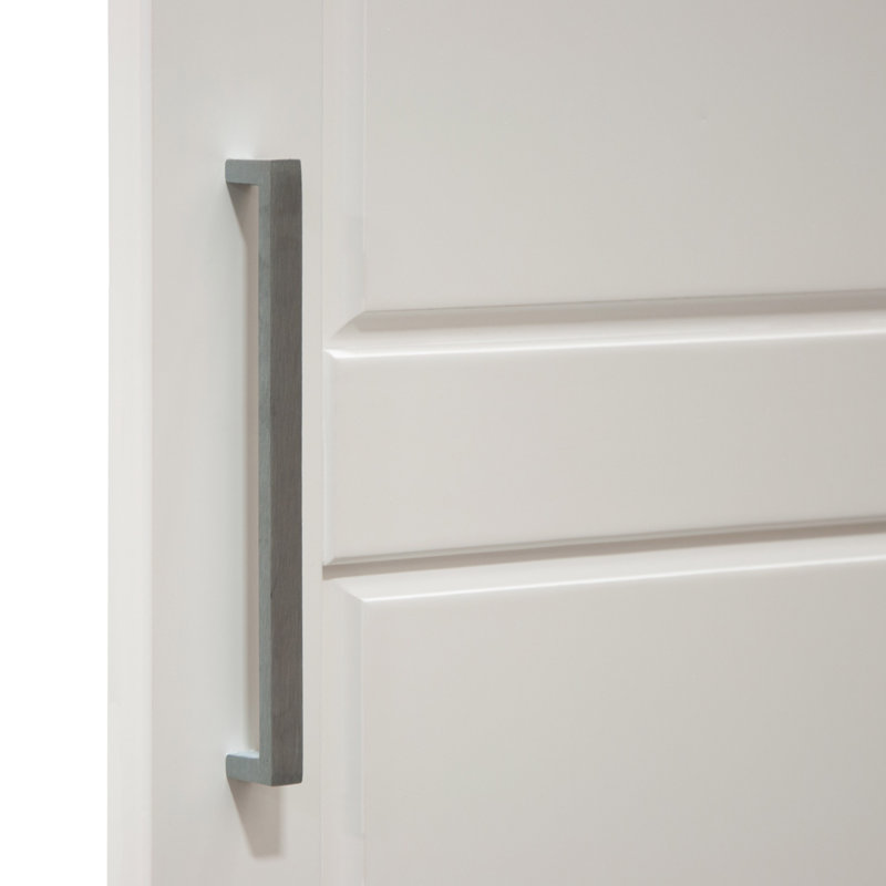 Armoire-penderie 100% en bois massif à 3 portes avec portes en miroir, tringle et tablettes réglables - armoire de rangement pour garde-robe de chambre à coucher