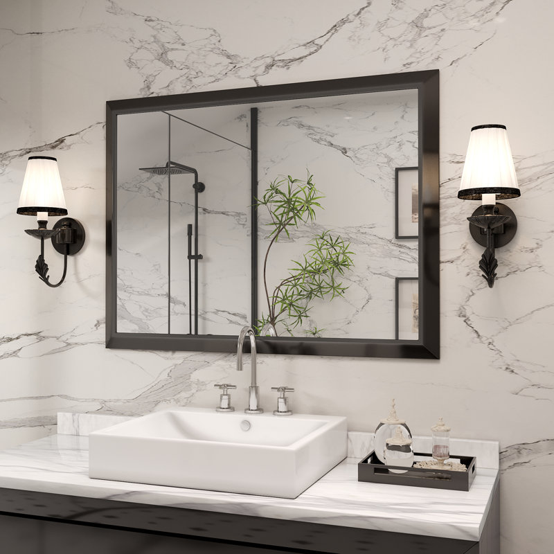 Miroir de meuble-lavabo mural Molly, 40 po x 30 po, Noir