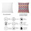Coussin décoratif à motif géométrique bleu, rouge et orange-506207794