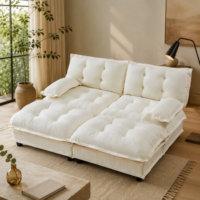 Modular Sectional Cloud Couch with 2 Ottomans, Deep Seat Sofa, Comfy Lattice Cushions, Sleeper Sofa Bed for Versatile Use