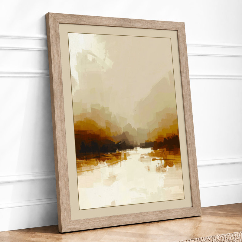 Misty Waterway Scandinavian - Framed Print, A1 - 84.1 x 59.4 cm, Oak