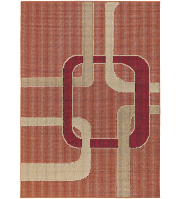 Bunce Authentic Machine Woven Orange Abstract Polypropylene Indoor/Outdoor Area Rug, Rectangle 3'6" x 5'6"