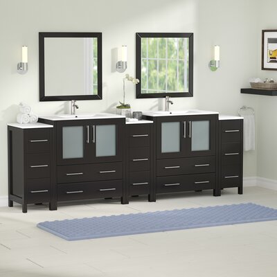 Karson Modern 96"" Double Bathroom Vanity Set with Mirror -  Wade Logan®, EE57C88A9ECC4774B531A8B868A3AEDF