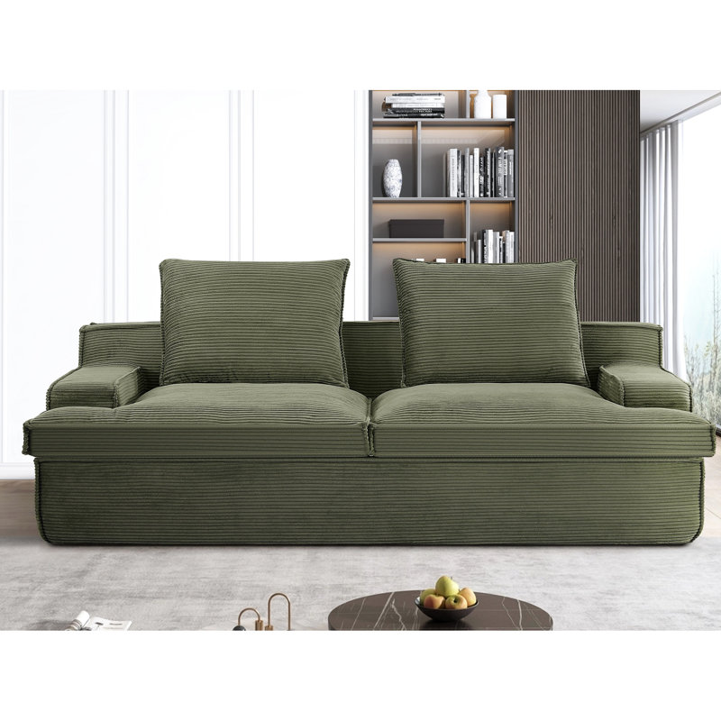 Mousse de salon 4 places - Revêtement en velours côtelé doux, ergonomique, large, sans assemblage, 90 po de large, assemblage en mousse complète, velours côtelé, 90 po
