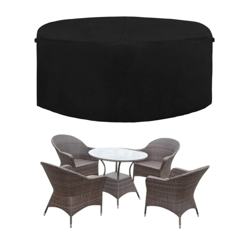 Housse de table de patio ronde 420D enduite de polyuréthane noir, P 90 po x H 39 po, protection imperméable toutes saisons