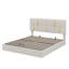 Grand lit plateforme tapissier en tissu avec mécanisme de rangement à levage hydraulique-522757696