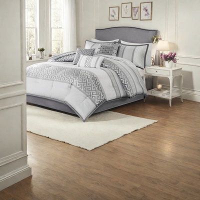 Ensemble de literie élégant 7 pièces, jacquard en polyester, style géométrique traditionnel pour la maison