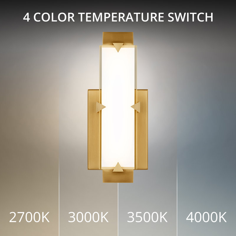 Carlisle Dimmable LED Wall Sconce, With Built-In Color Temperature Switch From 2700K/3000K/3500K/4000K, Aged Brass