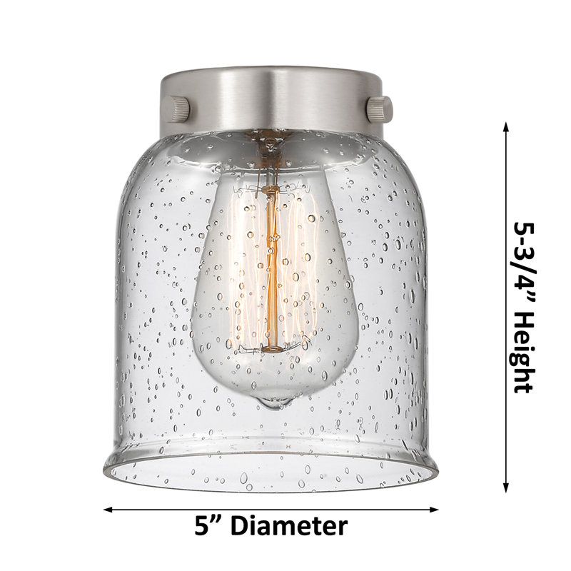 Miramontes Glass Semi Flush Mount, Polished chrome, Clear, 5.75" H x 5" W
