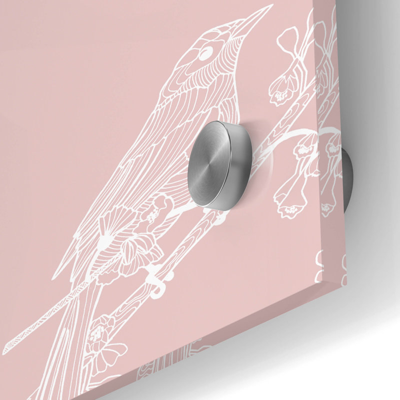 "Oiseau pur sur fond rose" par Sabrina Balbuena, H 24 po x l 24 po x P 0,2 po