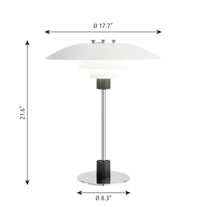 PH Table Lamp, 21.26" H x 17.71" W x 17.71" D, High Lustre Chrome Plated/Black