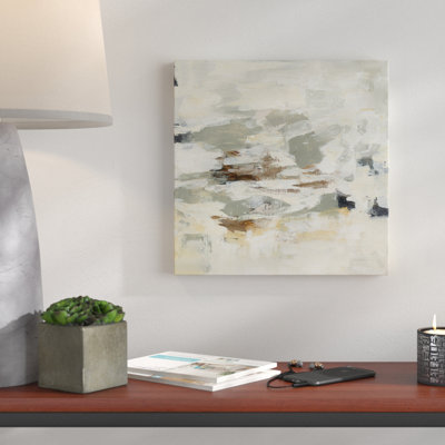 'Steps on Stones II' Acrylic Painting Print on Wrapped Canvas in White/Grey/Tan