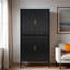 Armoire à vin cannelée moderne avec présentoir en verre, porte-verres à pied, tiroir, tablettes réglables et éclairage à DEL intégré-907988061