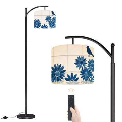 Arc Floor Lamp Artistic Masterpiece Dancing Daisies Captivating Bird Floor Lamps with Remote LED Lights Adjustable Lamp Shades Tall Standing Lamps for Reading Office Living Room